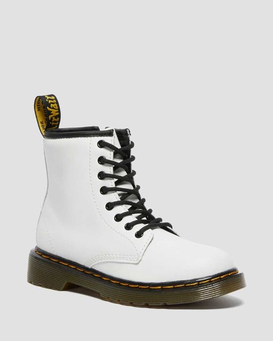 Dr Martens Junior 1460 Leather Kids' Lace Up Boots White Romario | JEDQHK012