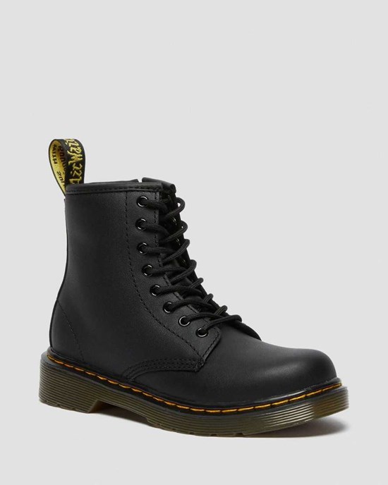 Dr Martens Junior 1460 Softy T Leather Kids' Lace Up Boots Black Softy T | FMSKBX076