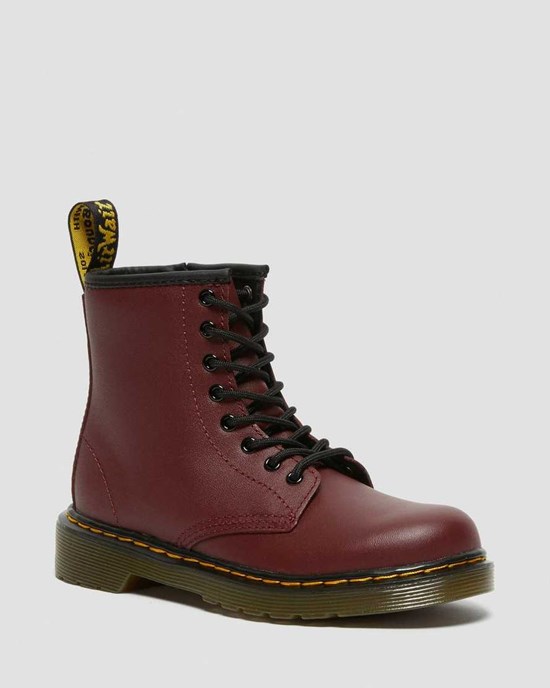 Dr Martens Junior 1460 Softy T Leather Kids' Lace Up Boots Cherry Red Softy T | QDWLUK704