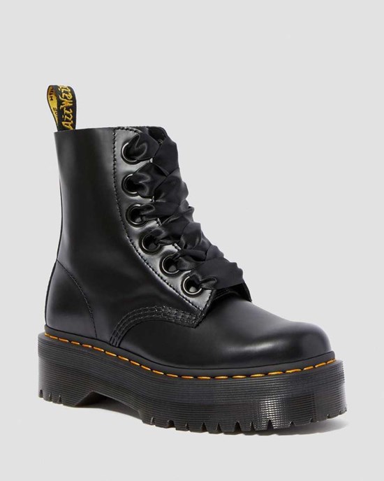 Dr Martens Molly Leather Women's Ankle Boots Black Buttero Leather | PNRVMK187