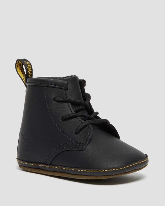 Dr Martens Newborn 1460 Auburn Leather Kids' Booties Black | WVPJXH943