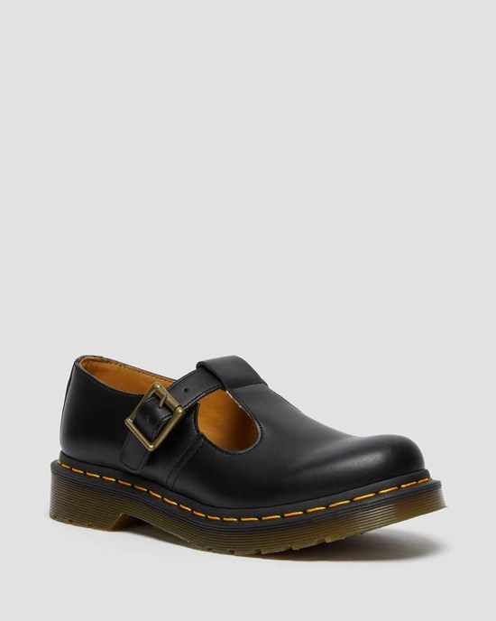 Dr Martens Polley Smooth Leather Women's Mary Jane Shoes Black Smooth Leather | KGVLWS219