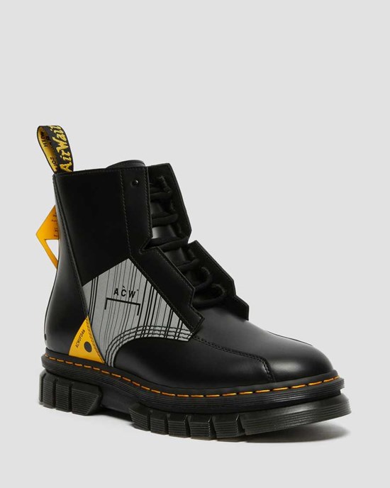 Dr Martens Rikard A-Cold-Wall Leather Men's Ankle Boots Black Smooth Leather | GUTCFN157