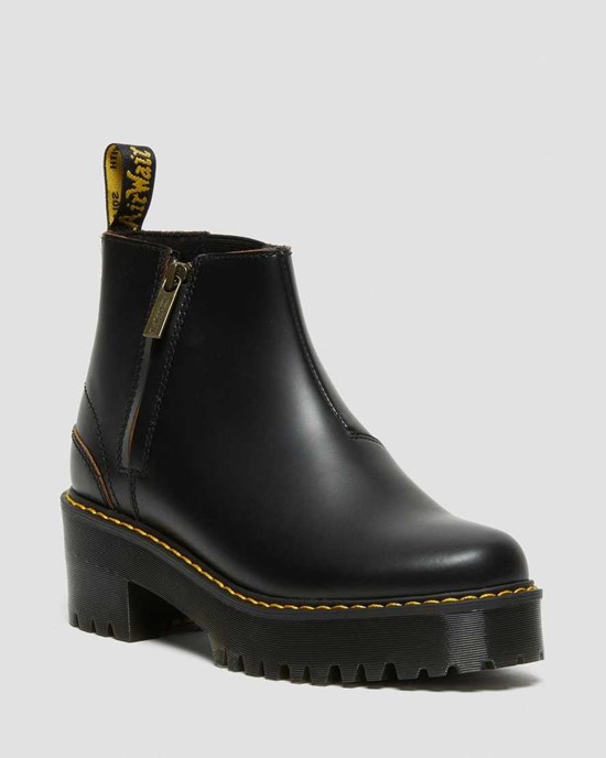 Dr Martens Rometty II Vintage Smooth Leather Men's Zip Up Boots Black Vintage Smooth | FVEAJP684