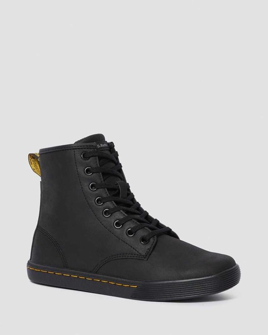 Dr Martens Sheridan Matte Women's Lace Up Boots Black Mohawk Non Woven Synthetic | FJZDGR473