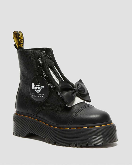 Dr Martens Sinclair Lazy Oaf Leather Women's Lace Up Boots Black Pisa | LXZBGK965