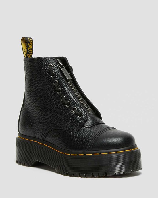 Dr Martens Sinclair Milled Nappa Leather Men's Zip Up Boots Black Milled Nappa Leather | ABKNXS685