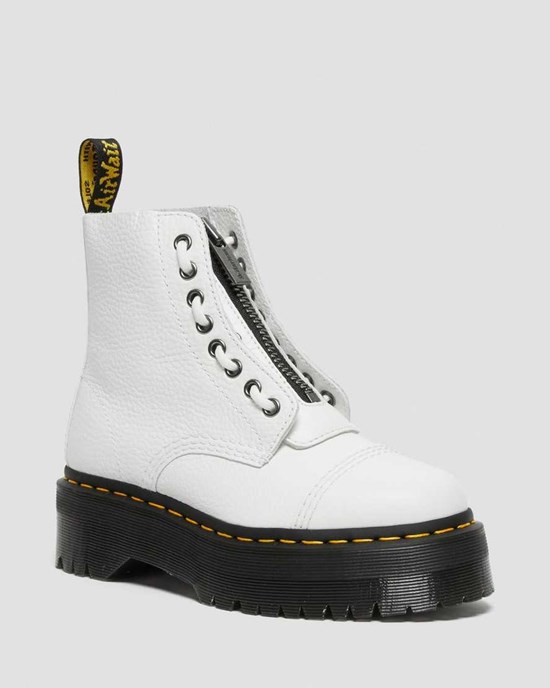 Dr Martens Sinclair Milled Nappa Leather Women's Lace Up Boots White Milled Nappa Leather | SRNQJE541