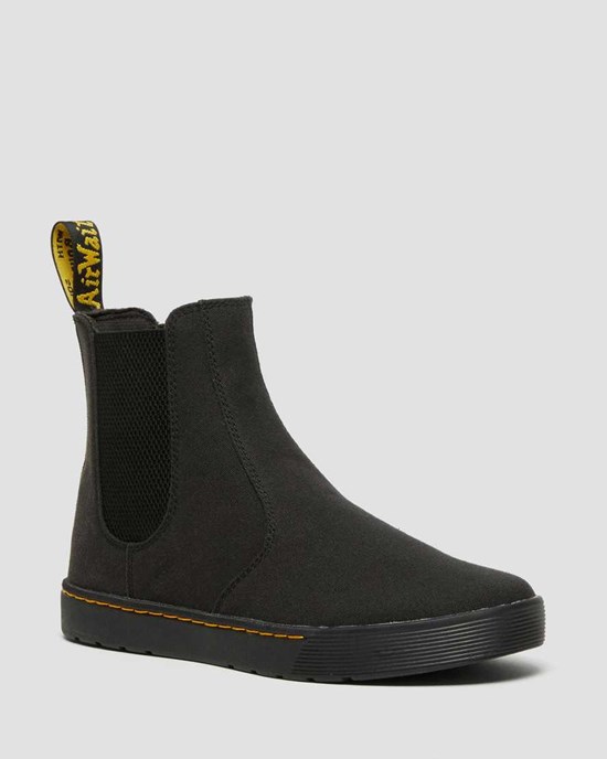 Dr Martens Tempesta Canvas Men's Utility Boots Black Canvas | VZWBMF203