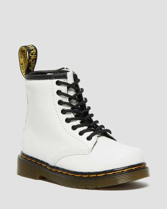 Dr Martens Toddler 1460 Leather Kids' Lace Up Boots White Romario | YPDXFO350