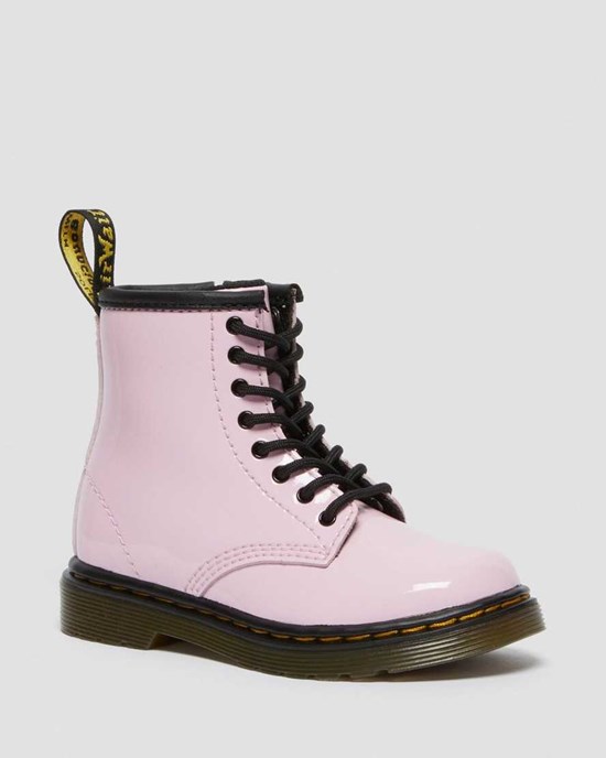 Dr Martens Toddler 1460 Patent Leather Kids' Lace Up Boots Pale Pink Patent Lamper | IEQUBM674