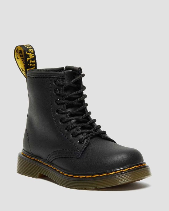 Dr Martens Toddler 1460 Softy T Leather Kids' Lace Up Boots Black Softy T | YAUMXC613