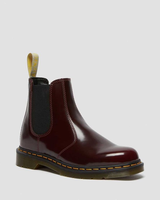 Dr Martens Vegan 2976 Men's Ankle Boots Cherry Red Oxford Rub Off | IAWOYV106