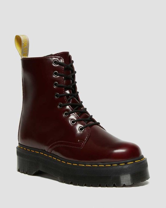 Dr Martens Vegan Jadon II Men's Ankle Boots Cherry Red Oxford Rub Off | EPFMNI847