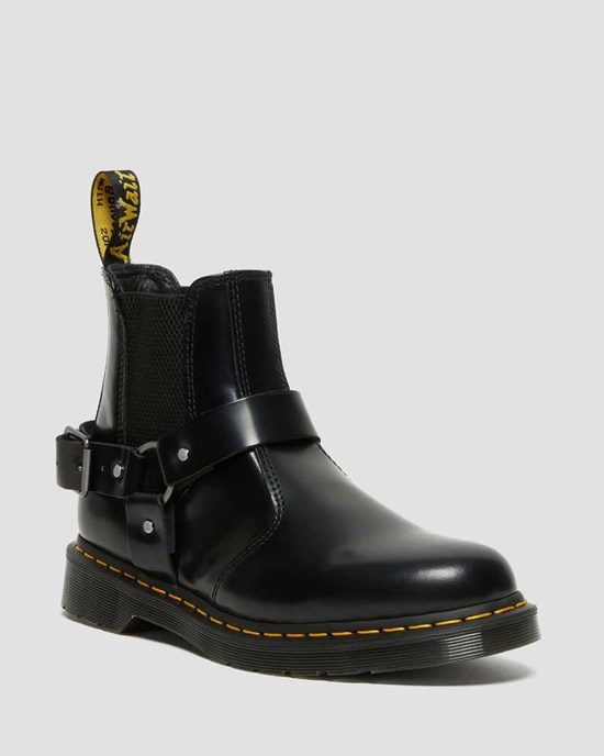 Dr Martens Wincox Smooth Leather Men's Ankle Boots Black Polished Smooth | FTGZDX780