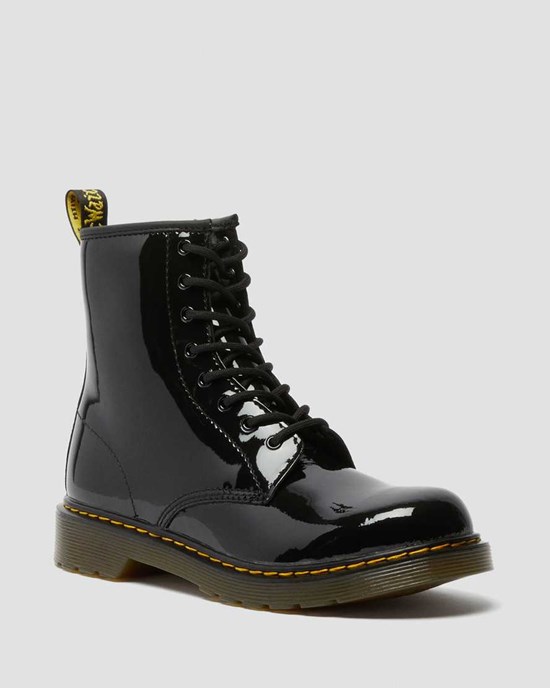 Dr Martens Youth 1460 Patent Leather Kids' Lace Up Boots Black Patent Lamper | EUTJYX890