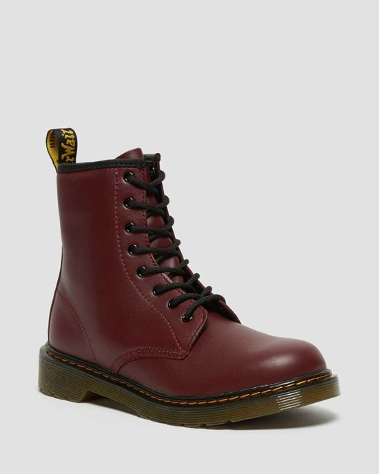 Dr Martens Youth 1460 Softy T Leather Kids' Lace Up Boots Cherry Red Softy T | IXQMCL625