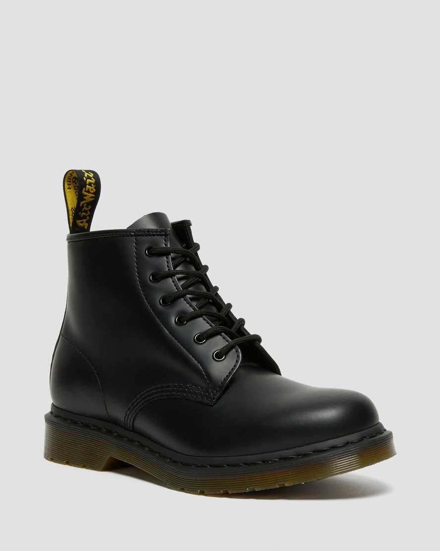 Dr Martens 101 Smooth Leather Men\'s Ankle Boots Black Smooth Leather | IXQRSL739