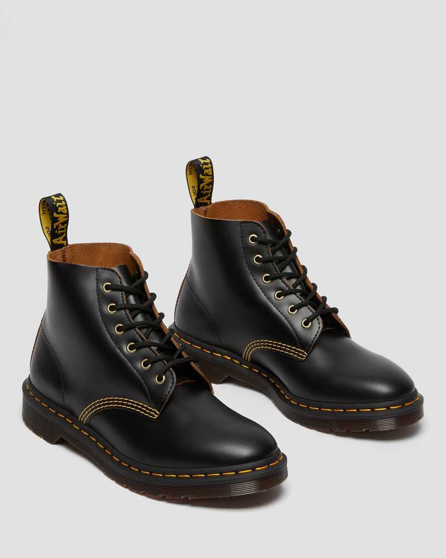 Dr Martens 101 Vintage Smooth Leather Men's Ankle Boots Black Vintage Smooth | MDVRWI689