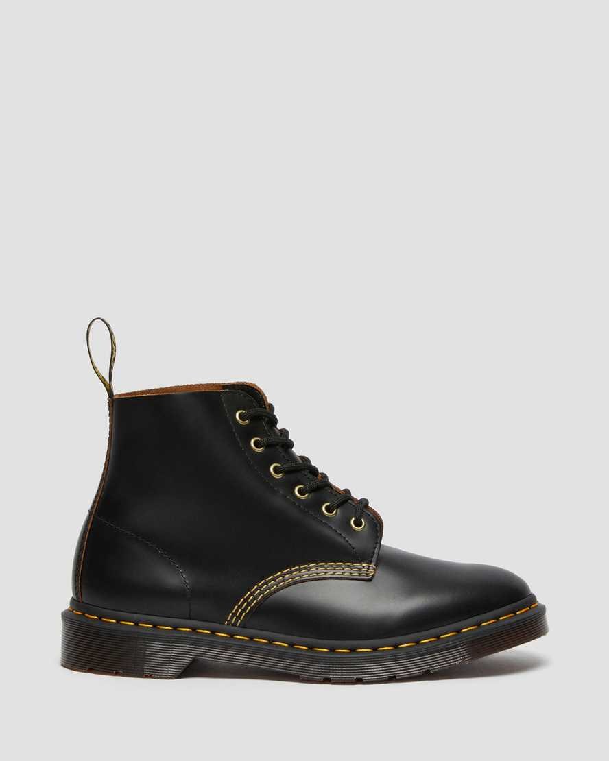 Dr Martens 101 Vintage Smooth Leather Women's Lace Up Boots Black Vintage Smooth | IJLUWB206