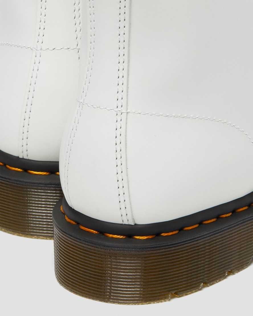 Dr Martens 101 Yellow Stitch Smooth Leather Women's Lace Up Boots White Smooth Leather | SJMCFE526