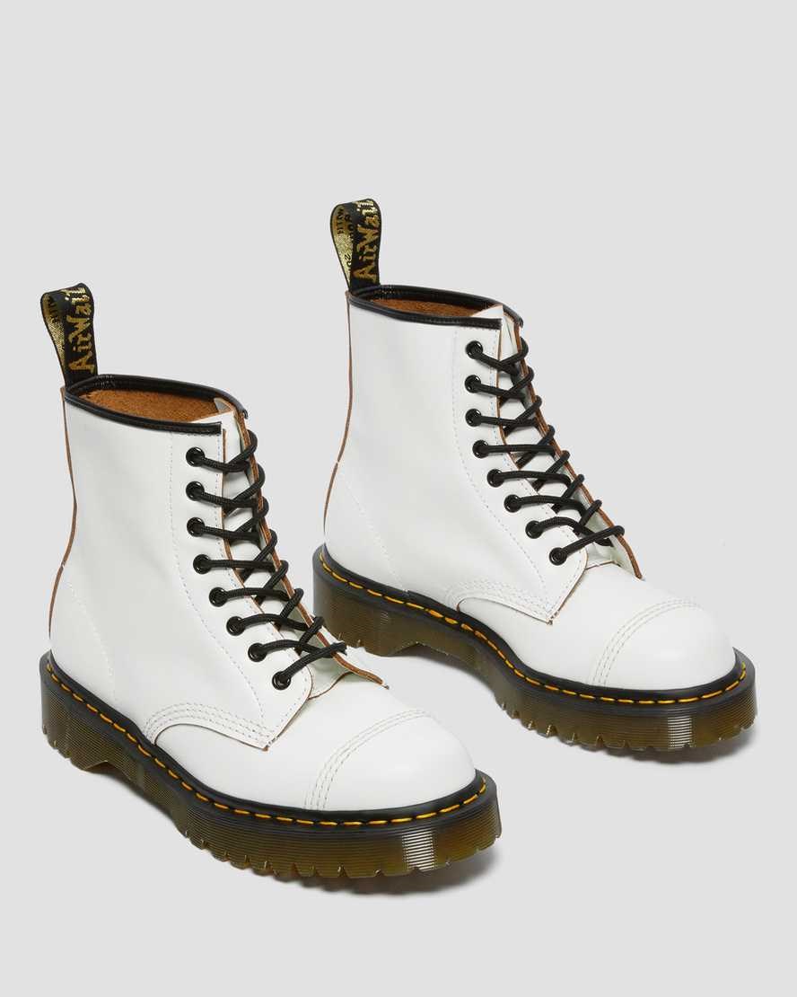 Dr Martens 1460 Bex Made in England Toe Cap Men's Lace Up Boots White Quilon | GMUXAP410