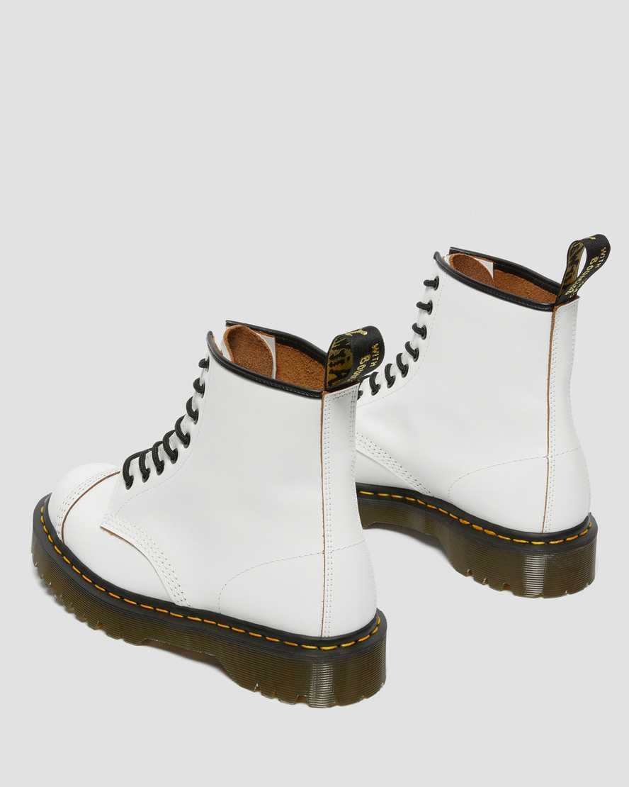 Dr Martens 1460 Bex Made in England Toe Cap Men's Lace Up Boots White Quilon | GMUXAP410