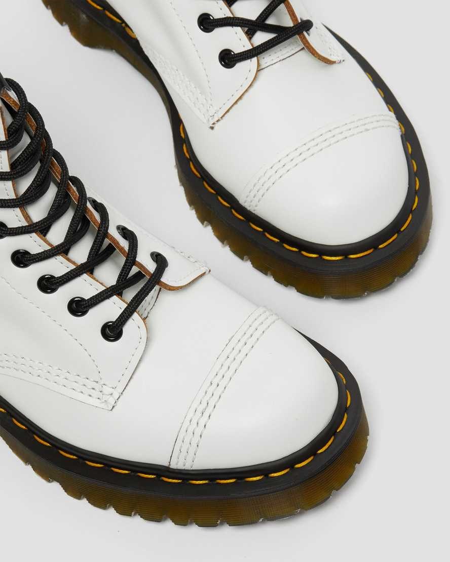 Dr Martens 1460 Bex Made in England Toe Cap Men's Lace Up Boots White Quilon | GMUXAP410