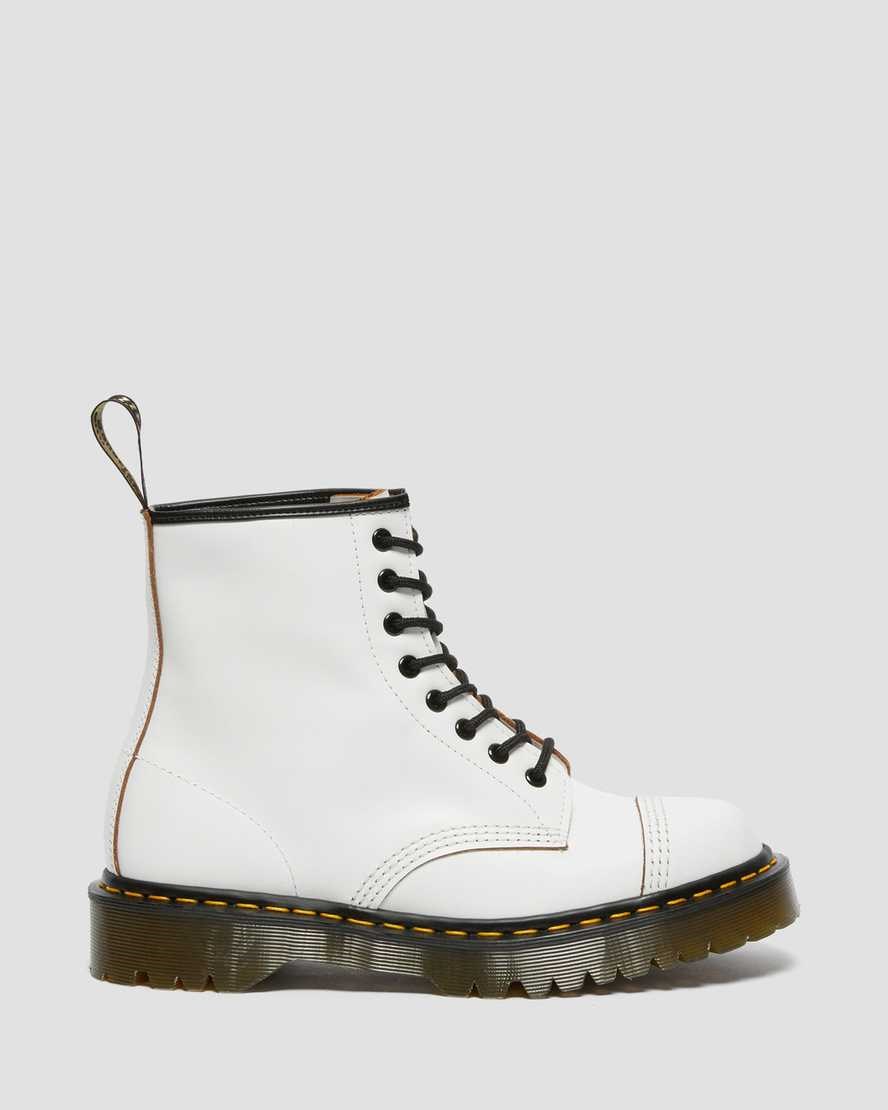 Dr Martens 1460 Bex Made in England Toe Cap Men's Lace Up Boots White Quilon | GMUXAP410