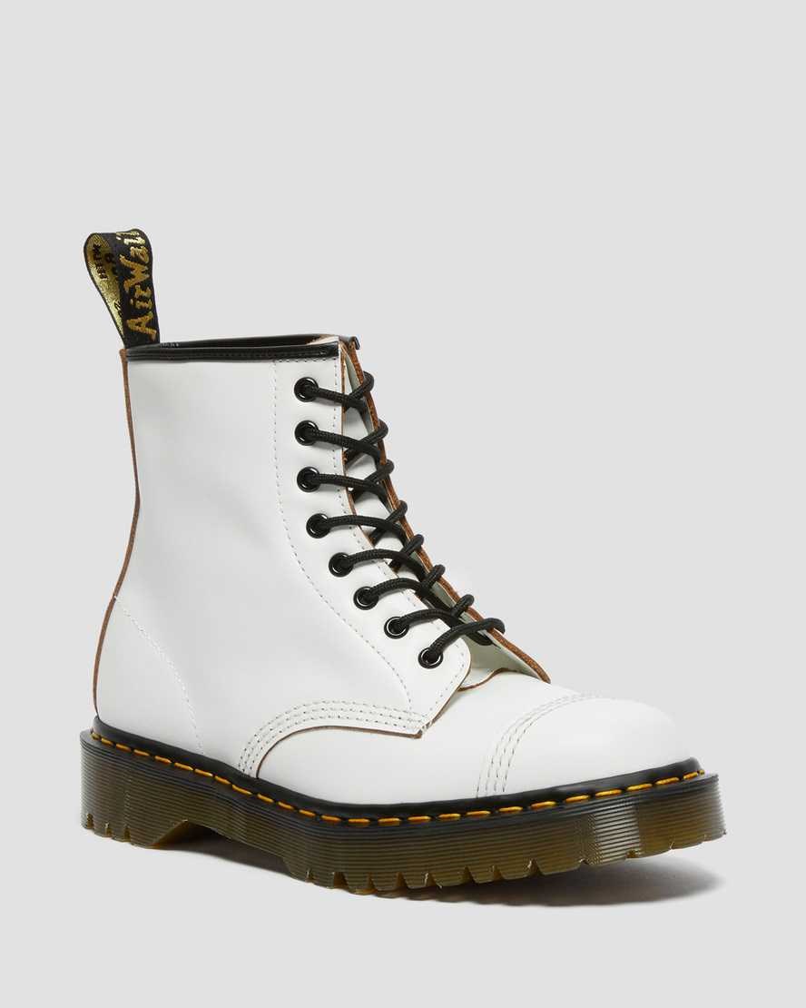 Dr Martens 1460 Bex Made in England Toe Cap Men\'s Lace Up Boots White Quilon | GMUXAP410