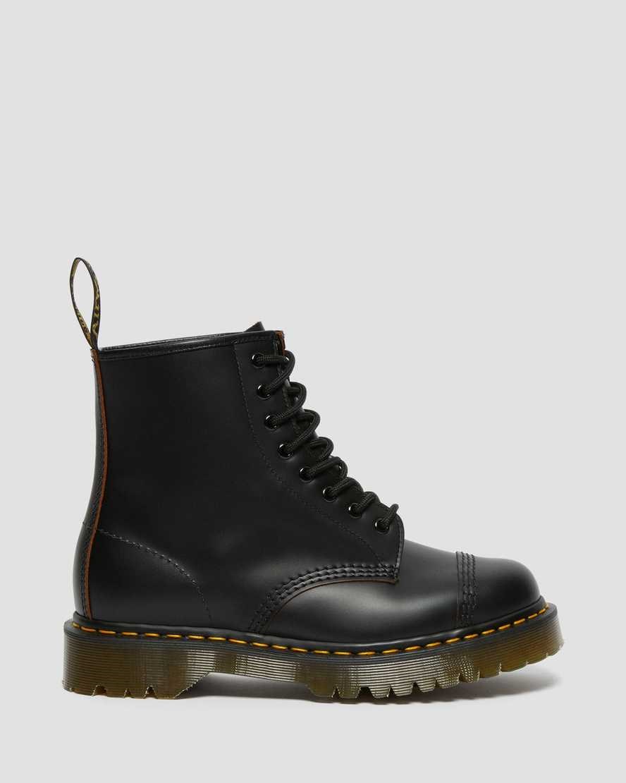 Dr Martens 1460 Bex Made in England Toe Cap Women's Lace Up Boots Black Quilon | OLJAVI894