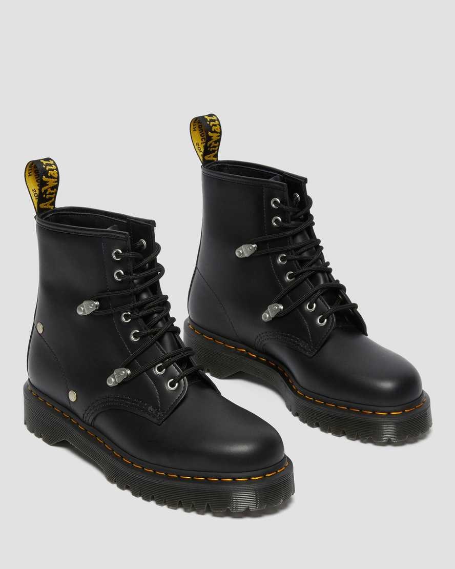 Dr Martens 1460 Bex Stud Leather Men's Lace Up Boots Black Fine Haircell | KVHWUS913