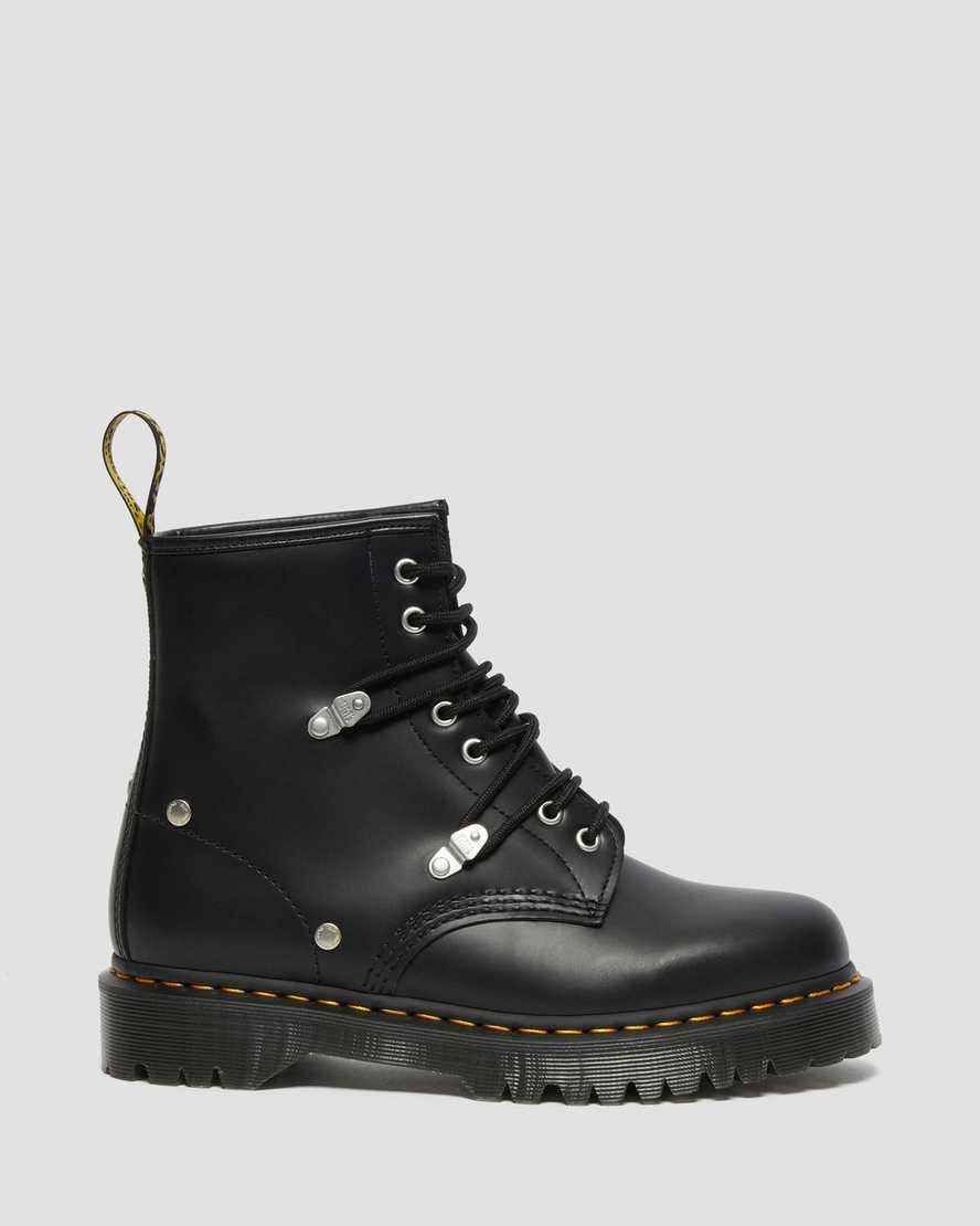 Dr Martens 1460 Bex Stud Leather Men's Lace Up Boots Black Fine Haircell | KVHWUS913