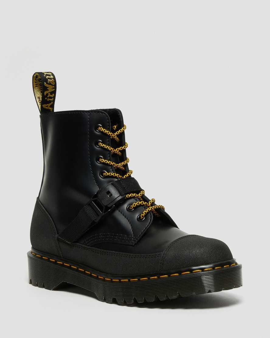 Dr Martens 1460 Bex Tech Made in England Leather Men\'s Lace Up Boots Black Smooth | PXOYIW837