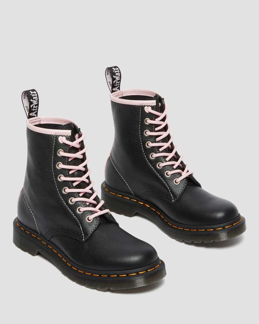 Dr Martens 1460 Contrast Leather Women's Lace Up Boots Black Pink | SCRYVH059