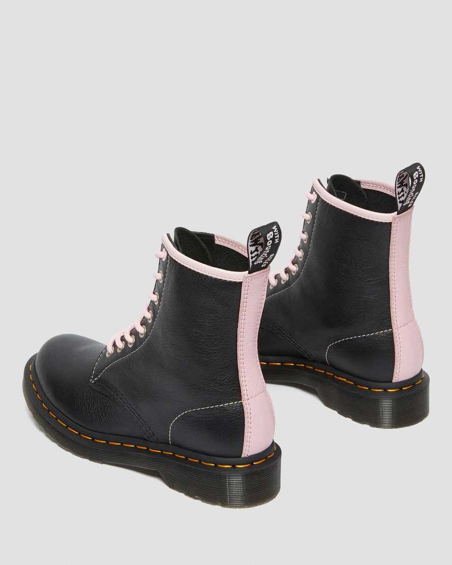 Dr Martens 1460 Contrast Leather Women's Lace Up Boots Black Pink | SCRYVH059