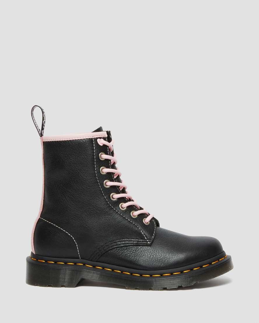 Dr Martens 1460 Contrast Leather Women's Lace Up Boots Black Pink | SCRYVH059