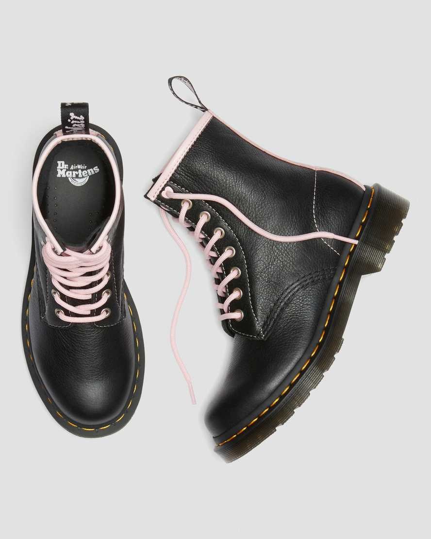 Dr Martens 1460 Contrast Leather Women's Lace Up Boots Black Pink | SCRYVH059