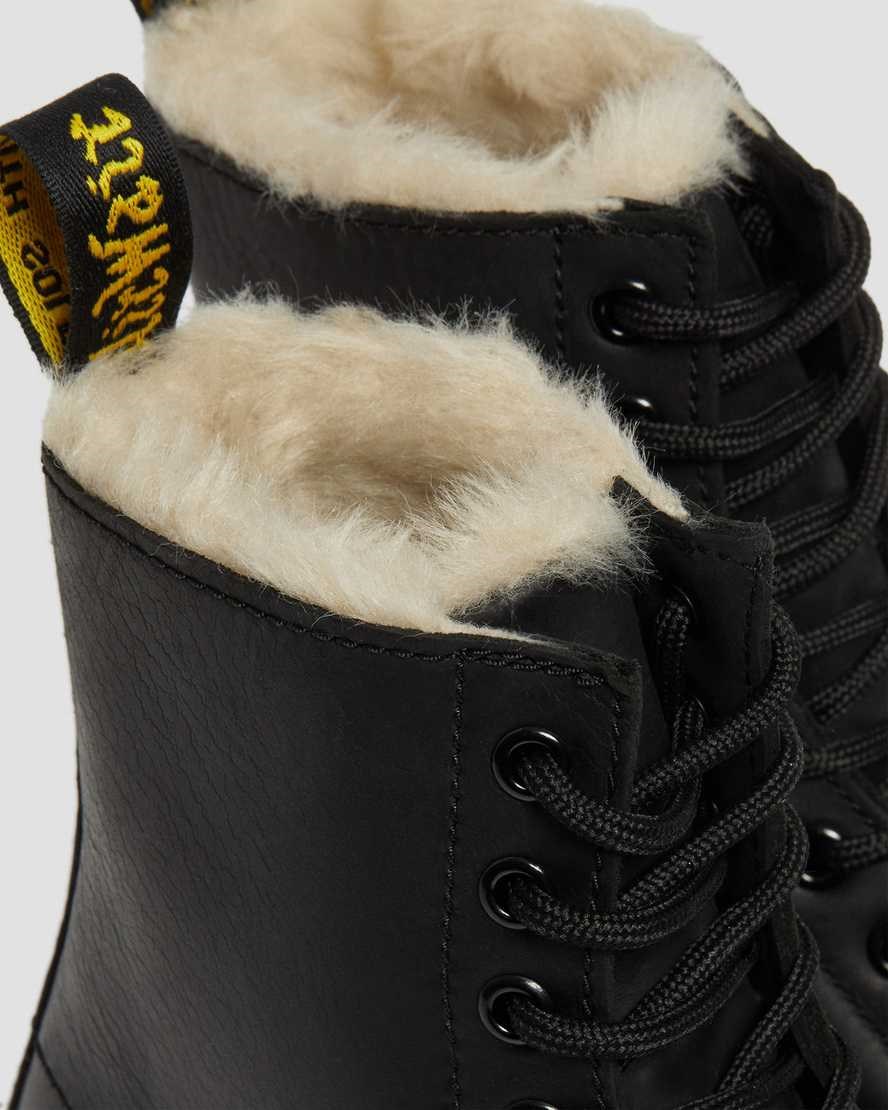 Dr Martens 1460 Faux Fur Lined Women's Ankle Boots Black Burnished Wyoming | PKWHUM460