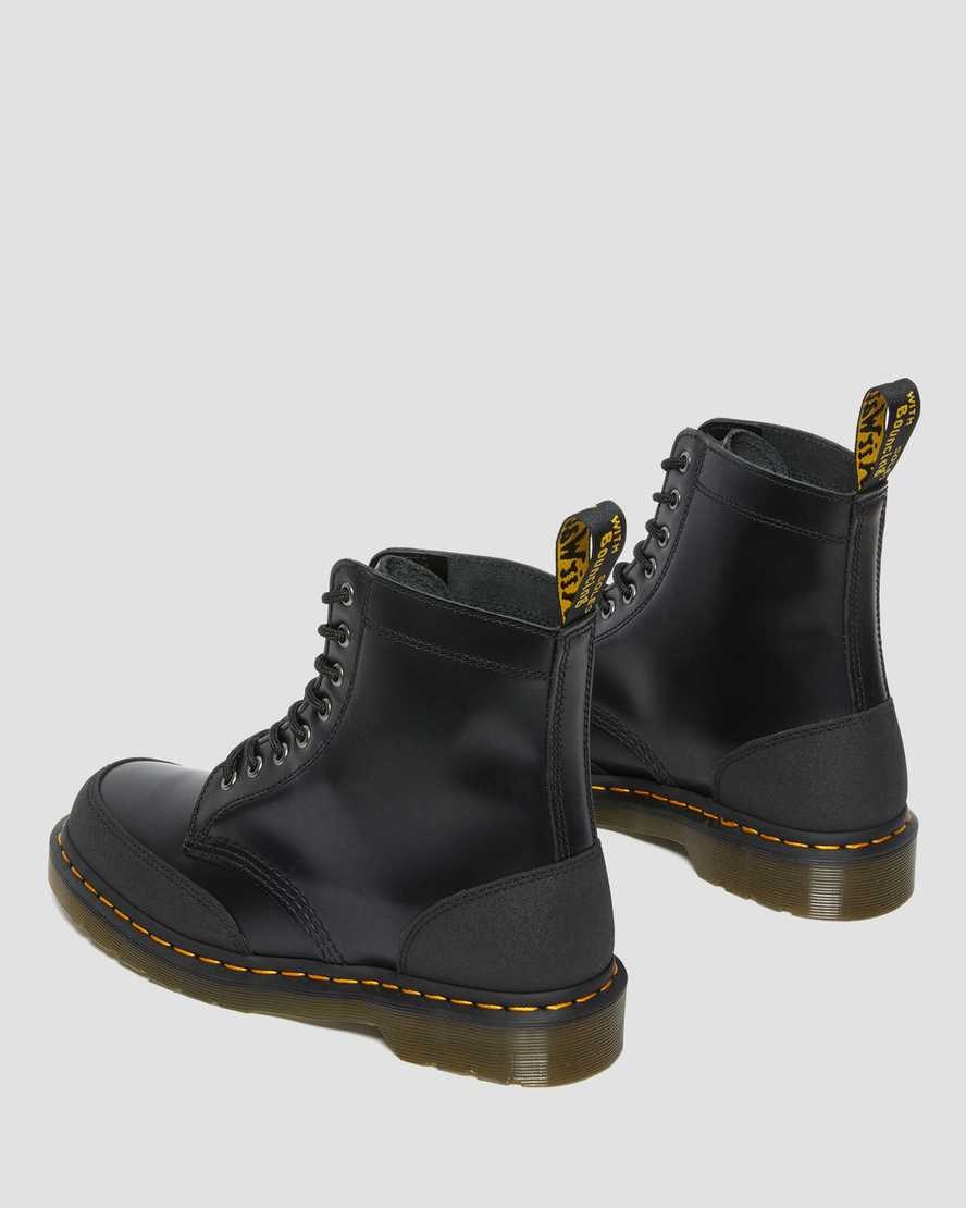 Dr Martens 1460 Guard Panel Leather Men's Lace Up Boots Black Smooth | BXUCPF716