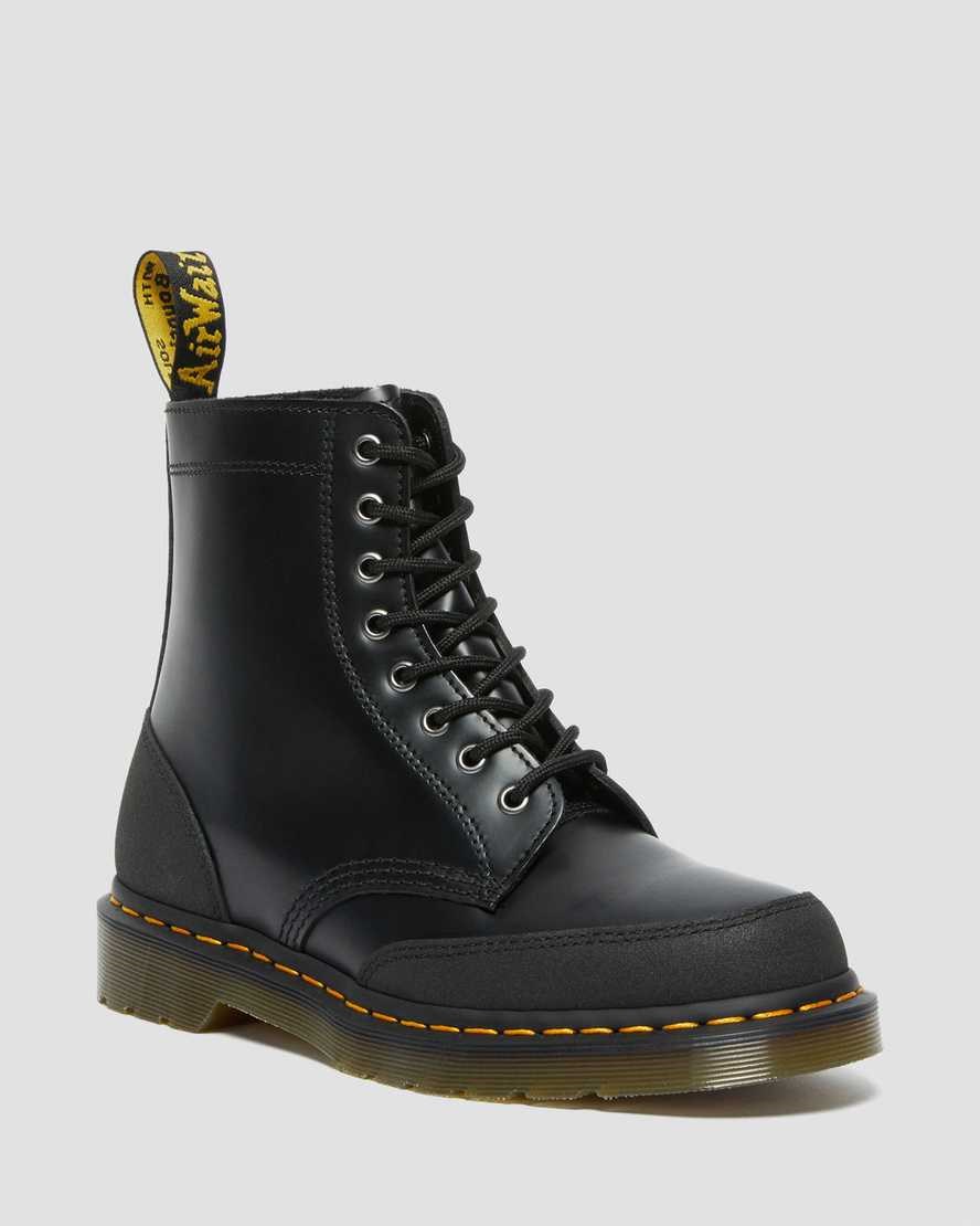 Dr Martens 1460 Guard Panel Leather Men's Lace Up Boots Black Smooth | BXUCPF716