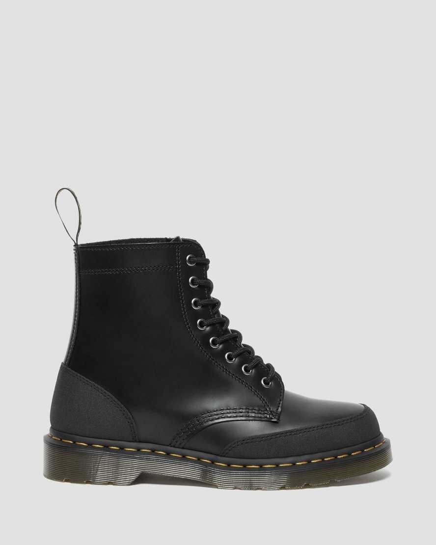 Dr Martens 1460 Guard Panel Leather Men's Ankle Boots Black Smooth | QJUELF743