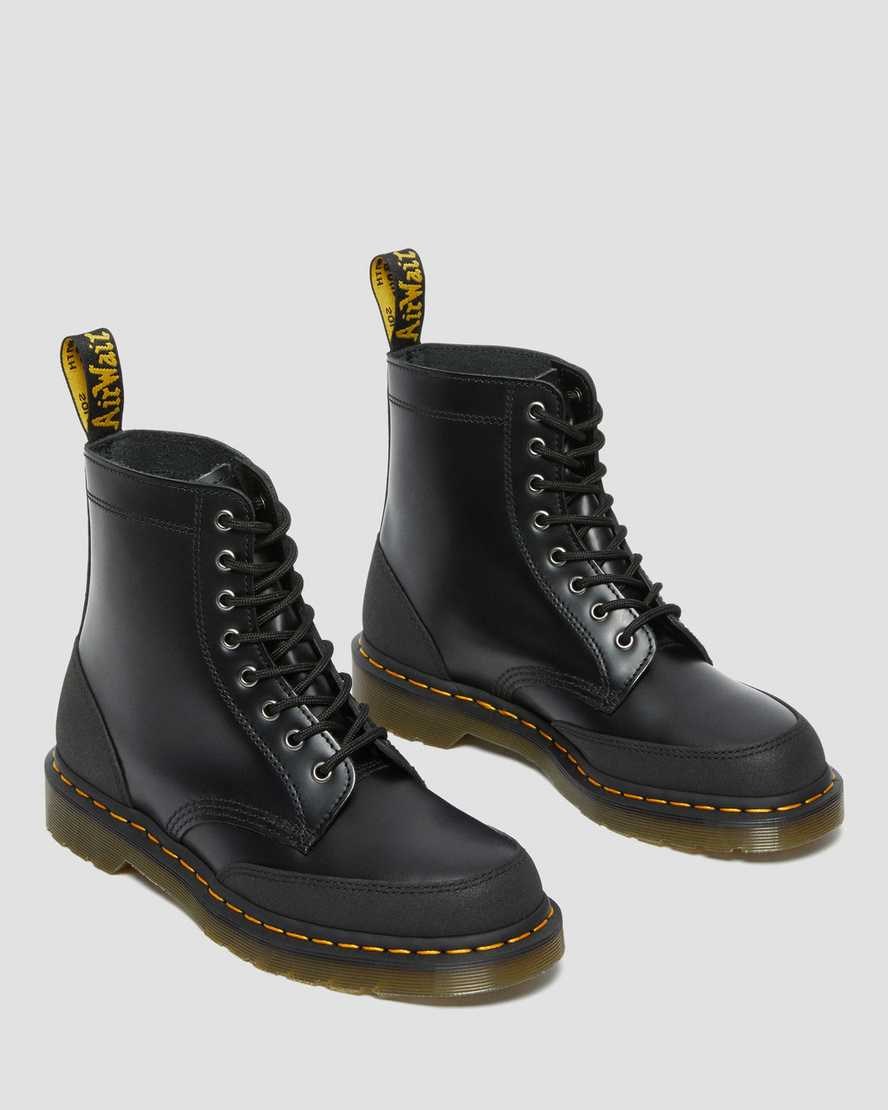 Dr Martens 1460 Guard Panel Leather Men's Ankle Boots Black Smooth | QJUELF743