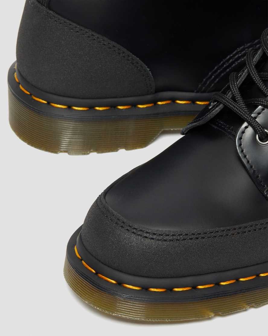 Dr Martens 1460 Guard Panel Leather Men's Ankle Boots Black Smooth | QJUELF743