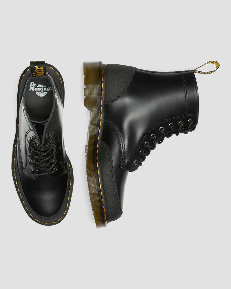 Dr Martens 1460 Guard Panel Leather Men's Ankle Boots Black Smooth | QJUELF743