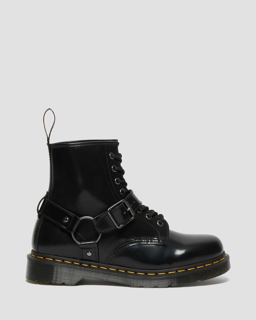 Dr Martens 1460 Harness Leather Men's Lace Up Boots Black Polished Smooth | JNOSAD256