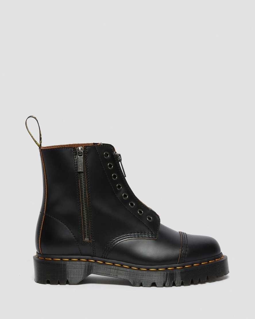 Dr Martens 1460 Laceless Bex Leather Men's Ankle Boots Black Vintage Smooth | VQGMXI529