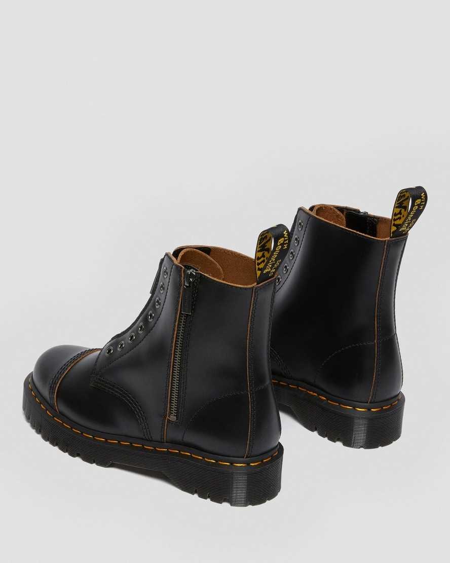 Dr Martens 1460 Laceless Bex Leather Women's Zip Up Boots Black Vintage Smooth | SRTLYC836