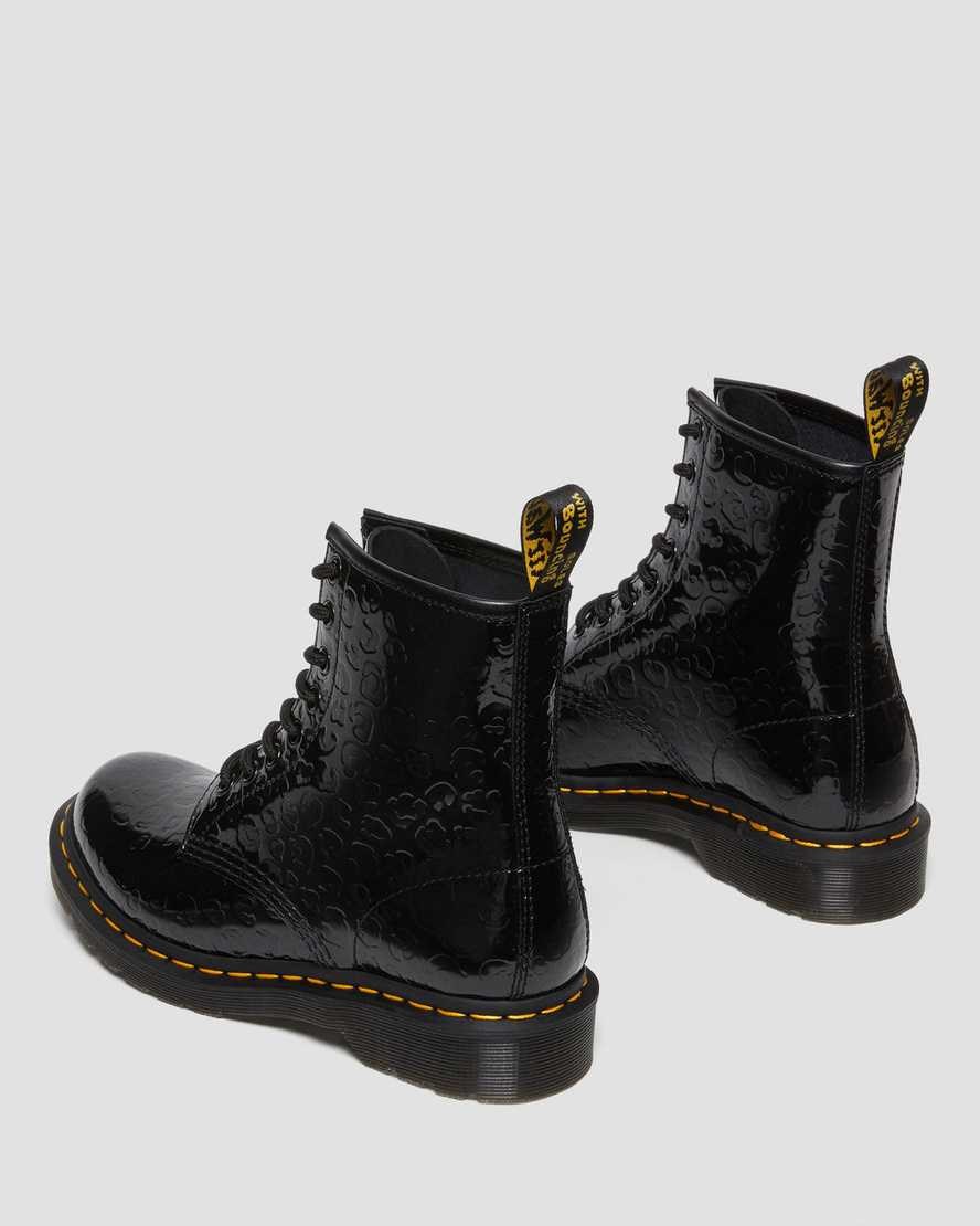 Dr Martens 1460 Leopard Emboss Patent Leather Women's Lace Up Boots Black Patent Lamper Leopard Emboss | EFYAXI467