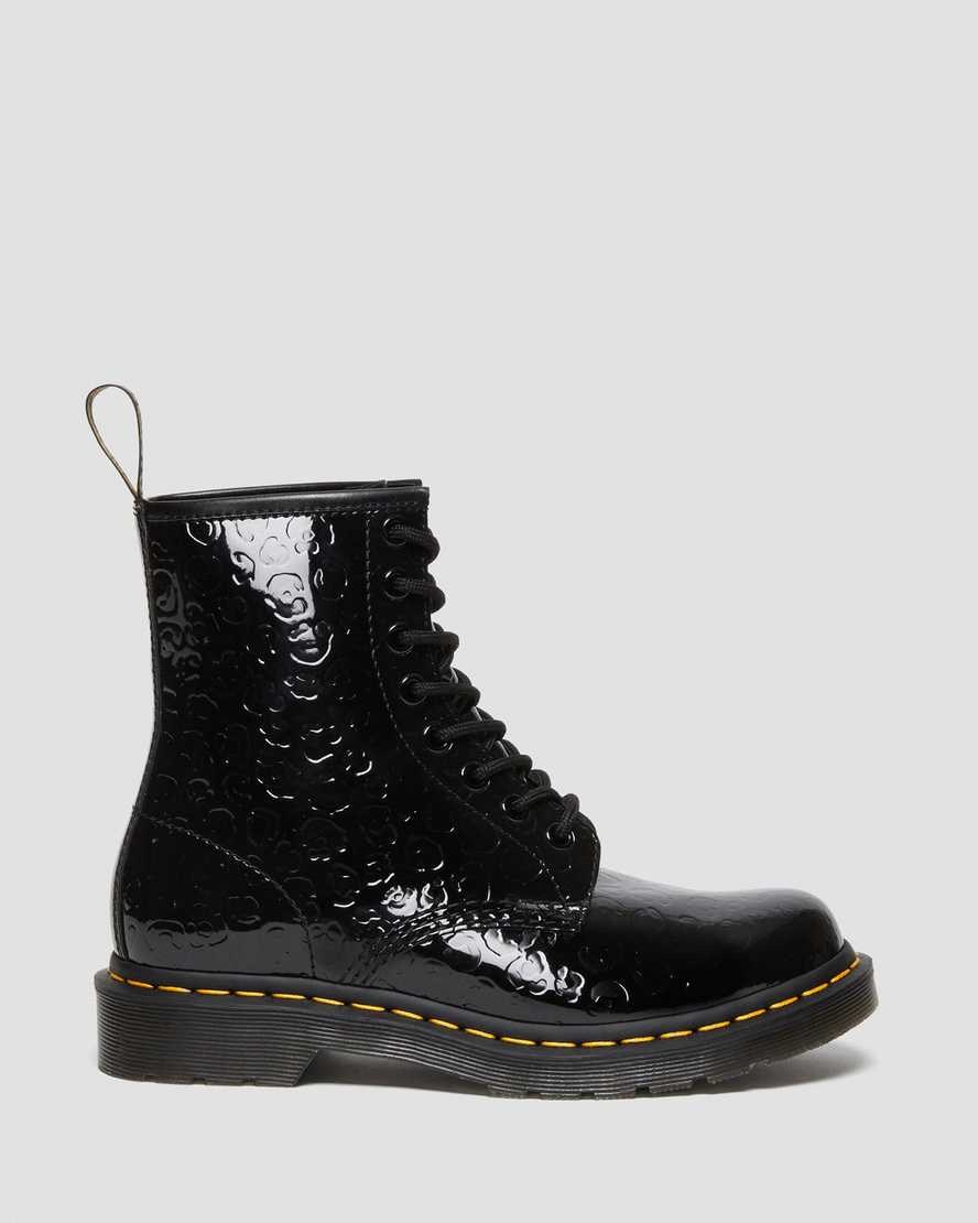 Dr Martens 1460 Leopard Emboss Patent Leather Women's Lace Up Boots Black Patent Lamper Leopard Emboss | EFYAXI467